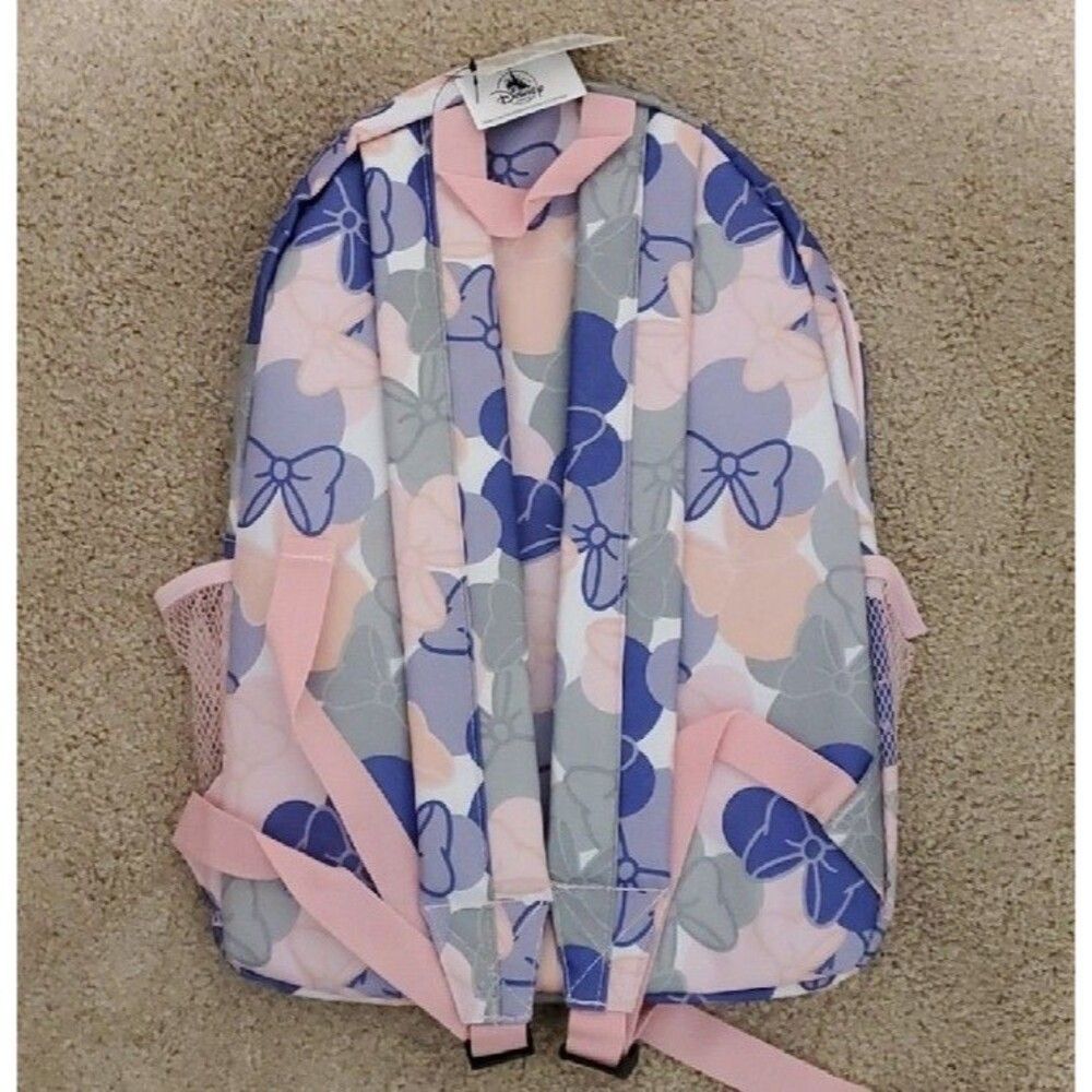 Disney Parks Minnie Mouse Bow Backpack Pastel Pink Purple Vacay WDW NWT - Picture 3 of 3